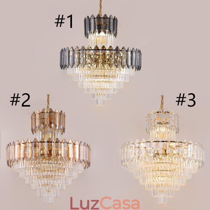 Luminária pendente de cristal cônica Duplex Luminária de teto decorativa