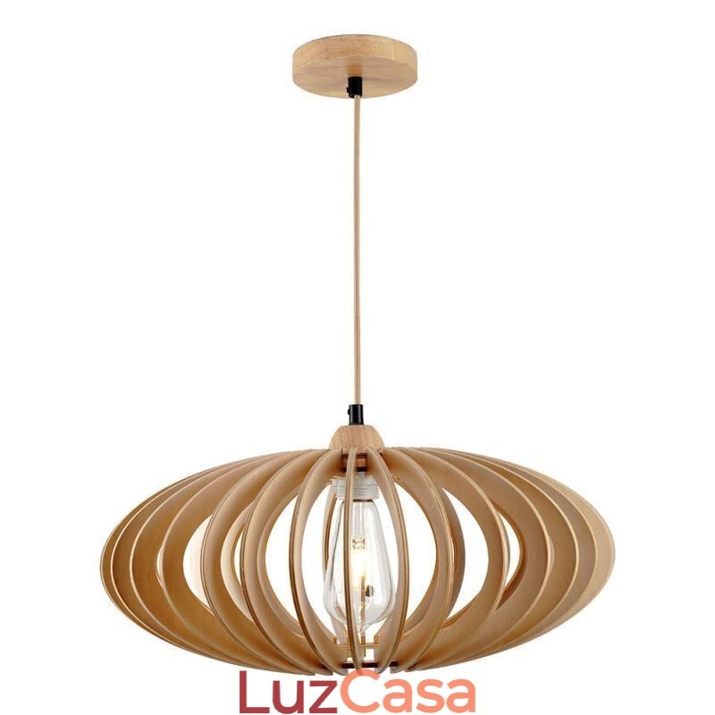 Luminária de teto Log Basswood 17cm Abajur oval de madeira