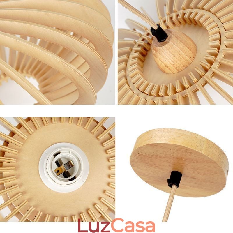 Luminária de teto Log Basswood 17cm Abajur oval de madeira