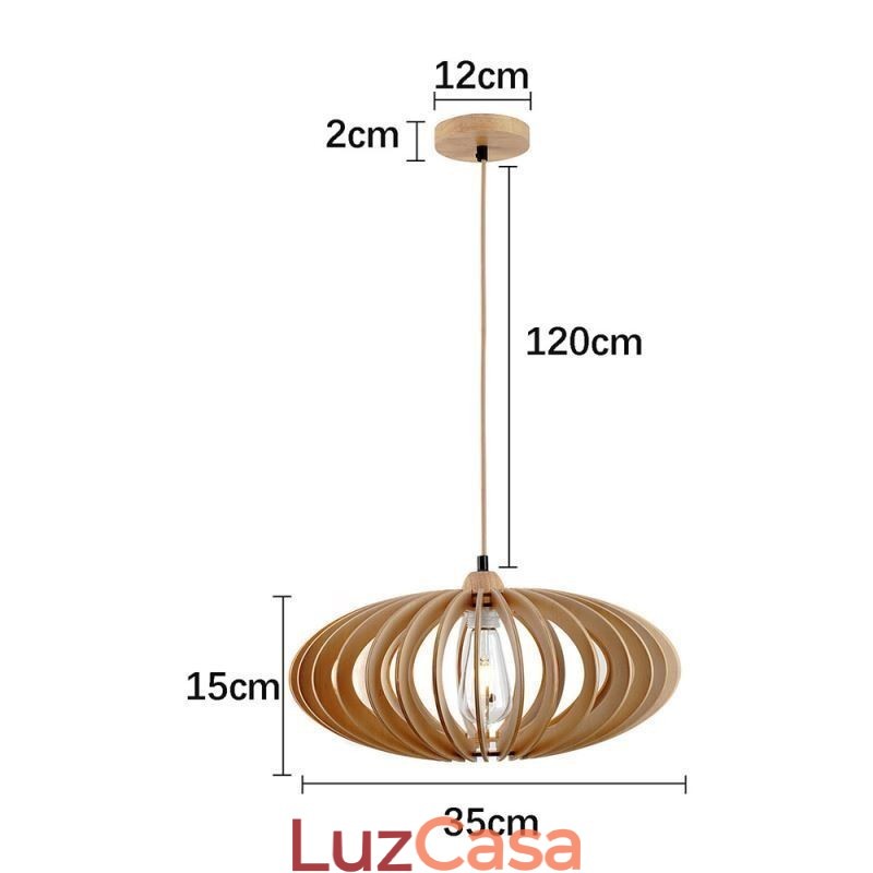 Luminária de teto Log Basswood 17cm Abajur oval de madeira
