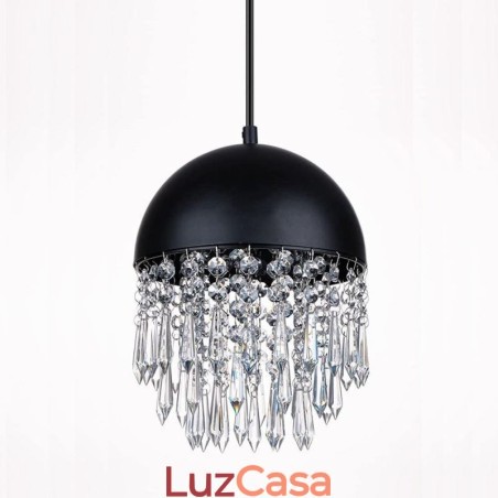 Luminária de teto pendente de cristal com borla e tampa de panela preta Abajur Luminária de teto pendente de cristal com borla e tampa de panela preta Abajur