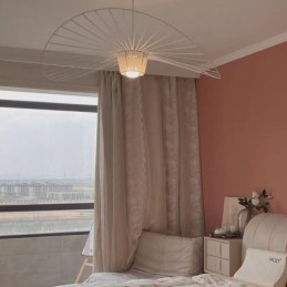 Luminária pendente moderna, simples, única, de ferro, arte, formato de chapéu, luz de teto