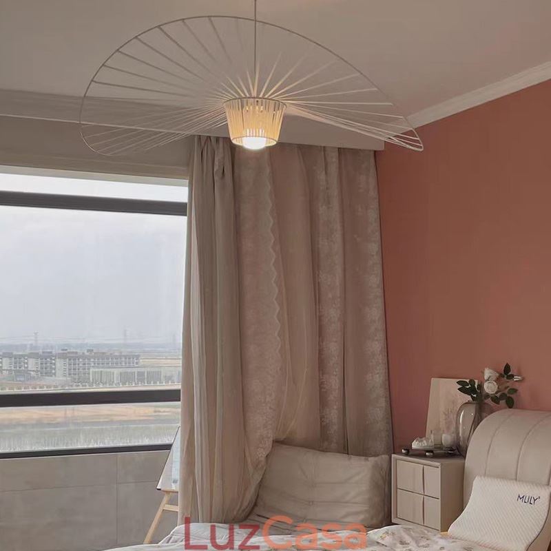 Luminária pendente moderna, simples, única, de ferro, arte, formato de chapéu, luz de teto