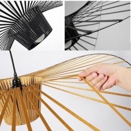 Luminária pendente moderna, simples, única, de ferro, arte, formato de chapéu, luz de teto