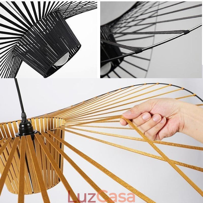 Luminária pendente moderna, simples, única, de ferro, arte, formato de chapéu, luz de teto