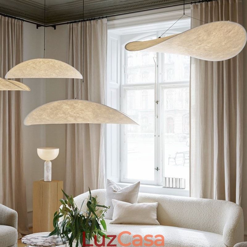 Luminária de Teto Decoração de Seda Luminária Pendente Branco Quente