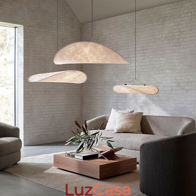 Luminária de Teto Decoração de Seda Luminária Pendente Branco Quente