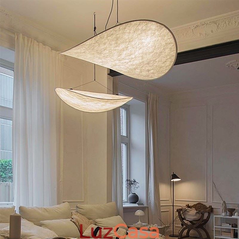 Luminária de Teto Decoração de Seda Luminária Pendente Branco Quente