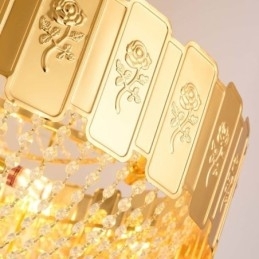 Luminária pendente de cristal dourado elegante e decorativa para teto