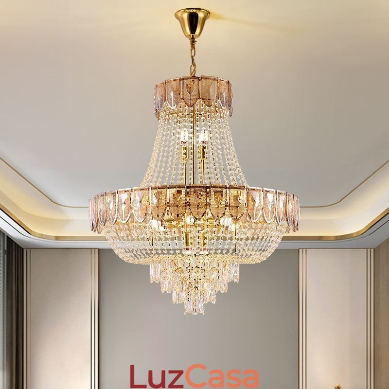 Luminária pendente de cristal Luminária de teto decorativa de luxo
