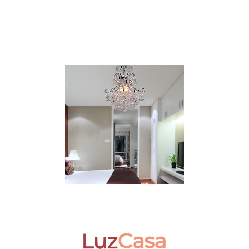 Lustre de cristal moderno contemporâneo estilo mini metal galvanizado montagem embutida