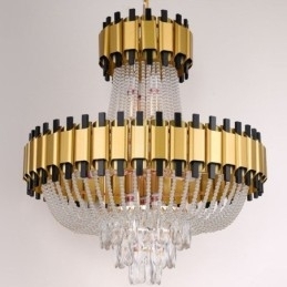 Luminária pendente de cristal dourada de luxo decorativa de teto