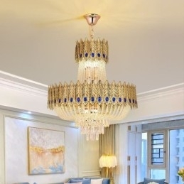 Luminária pendente de cristal de luxo decorativa de teto 60 cm