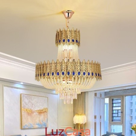 Luminária pendente de cristal de luxo decorativa de teto 60 cm Luminária pendente de cristal de luxo decorativa de teto 60 cm