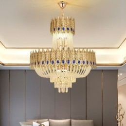 Luminária pendente de cristal de luxo decorativa de teto 60 cm