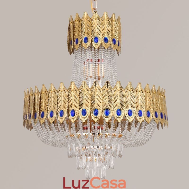 Luminária pendente de cristal de luxo decorativa de teto 60 cm