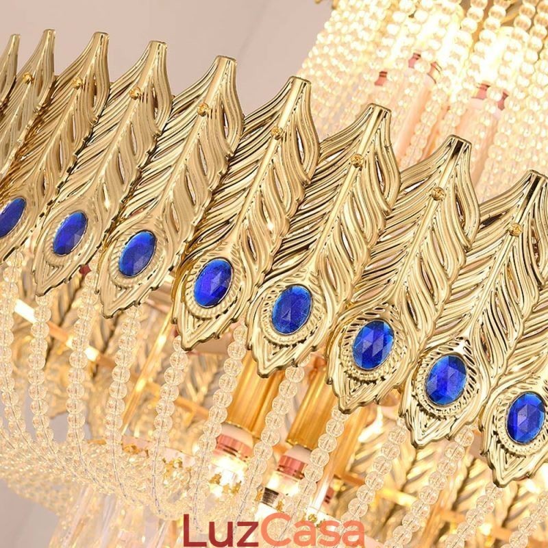 Luminária pendente de cristal de luxo decorativa de teto 60 cm