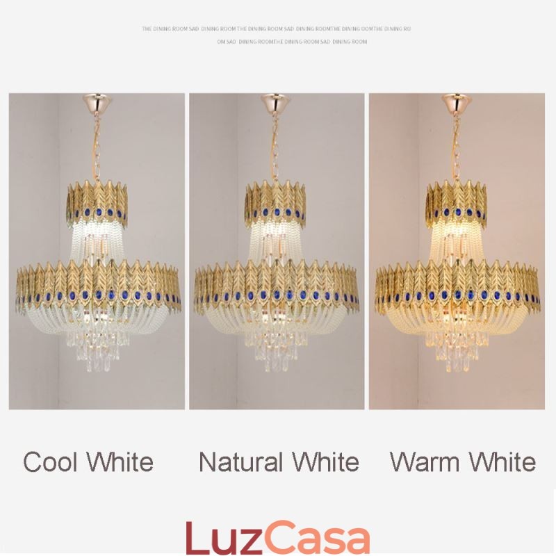 Luminária pendente de cristal de luxo decorativa de teto 60 cm