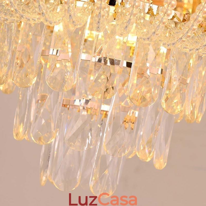 Luminária pendente de cristal de luxo decorativa de teto 60 cm