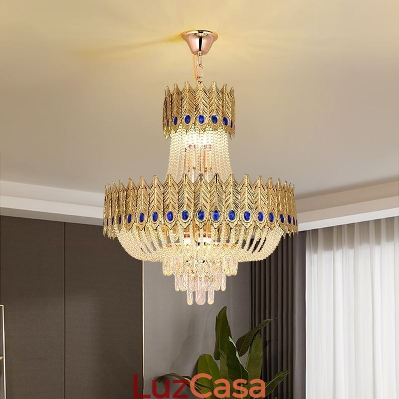 Luminária pendente de cristal de luxo decorativa de teto 60 cm