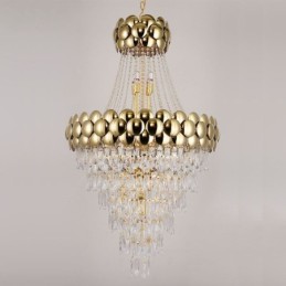 Luminária pendente de cristal galvanizada a ouro duplex luxo decorativo luminária de teto 80cm