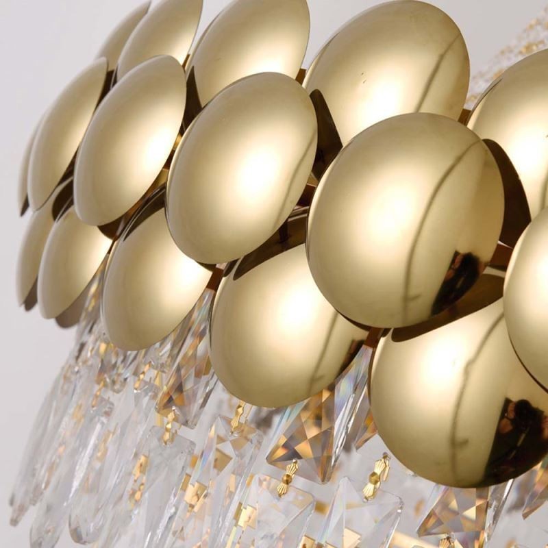 Luminária pendente de cristal galvanizada a ouro duplex luxo decorativo luminária de teto 80cm