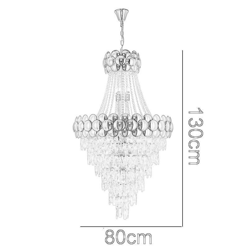 Luminária pendente de cristal galvanizada a ouro duplex luxo decorativo luminária de teto 80cm