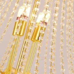 Luminária pendente de cristal galvanizada a ouro duplex luxo decorativo luminária de teto 80cm