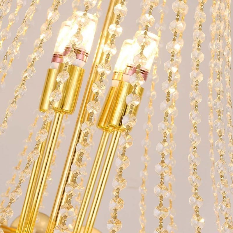 Luminária pendente de cristal galvanizada a ouro duplex luxo decorativo luminária de teto 80cm