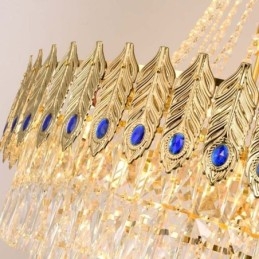 Luminária pendente de cristal sofisticada, luxuosa, decorativa, suspensa, 80 cm