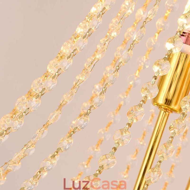 Luminária pendente de cristal sofisticada, luxuosa, decorativa, suspensa, 80 cm