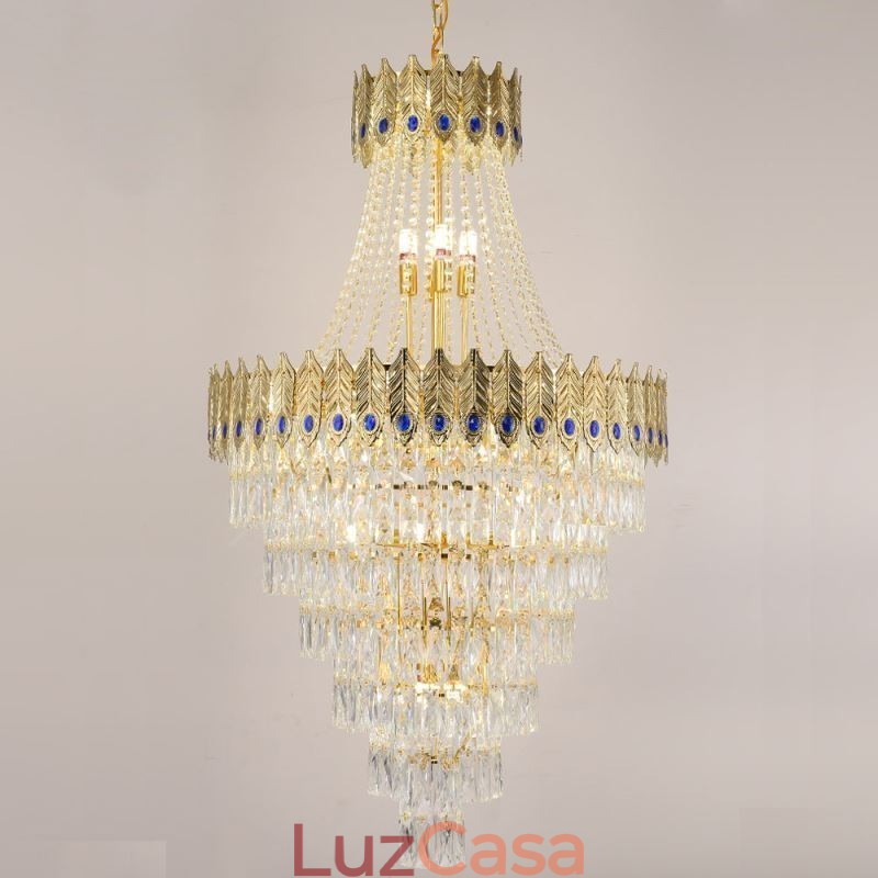 Luminária pendente de cristal sofisticada, luxuosa, decorativa, suspensa, 80 cm