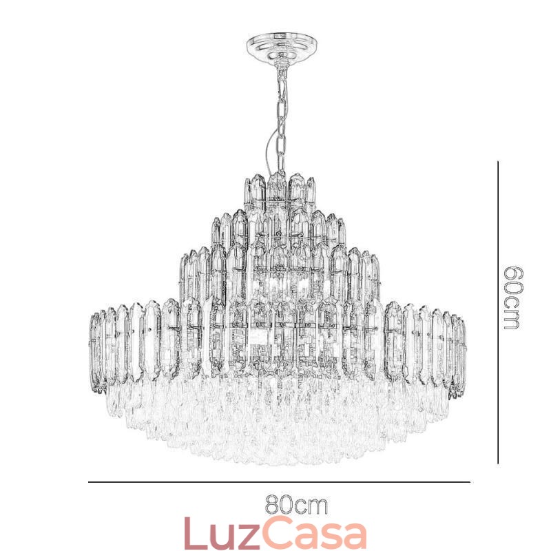 Luminária pendente de cristal com quatro camadas, luminária decorativa de luxo para teto, 80 cm