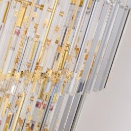 Luminária pendente de cristal dourado Luminária de teto com abajur em formato de cauda de fênix dourada galvanizada