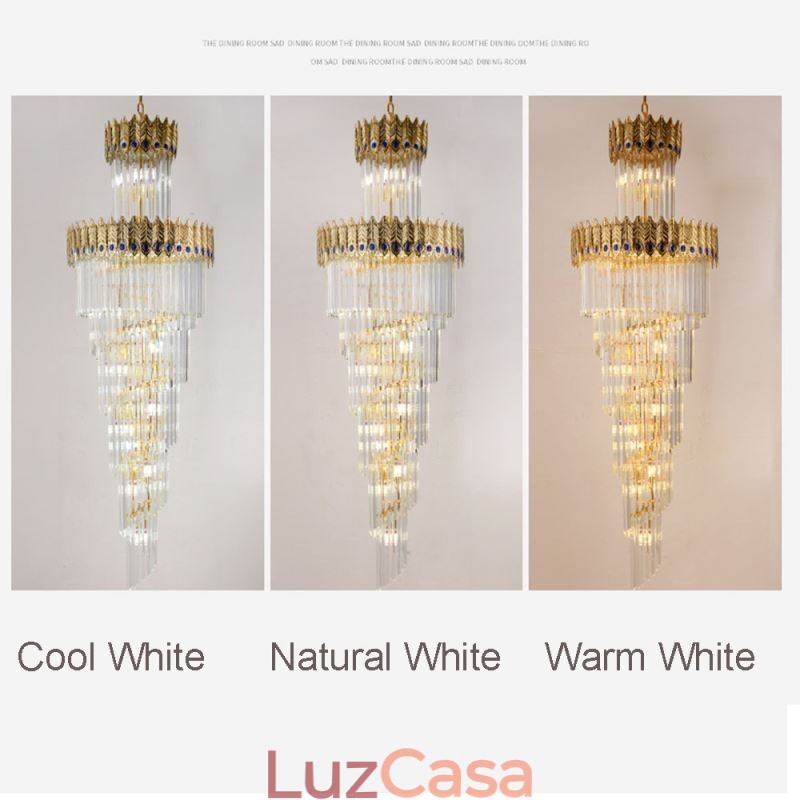 Luminária pendente de cristal dourado Luminária de teto com abajur em formato de cauda de fênix dourada galvanizada