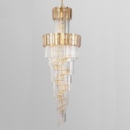 Luminária pendente de cristal dourado, luxuosa, decorativa, de teto, 60*H180cm