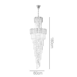Luminária pendente de cristal dourado, luxuosa, decorativa, de teto, 60*H180cm