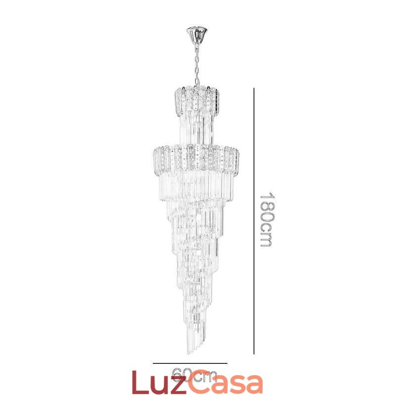 Luminária pendente de cristal dourado, luxuosa, decorativa, de teto, 60*H180cm