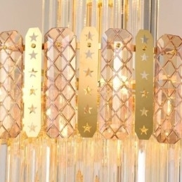 Luminária pendente de cristal dourado, luxuosa, decorativa, de teto, 60*H180cm