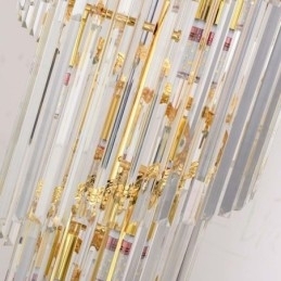 Luminária pendente de cristal dourado, luxuosa, decorativa, de teto, 60*H180cm