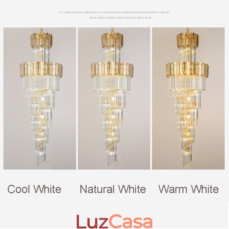 Luminária pendente de cristal dourado, luxuosa, decorativa, de teto, 60*H180cm