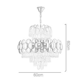 Luminária pendente de cristal galvanizada dourada luxuosa decorativa de teto 60cm