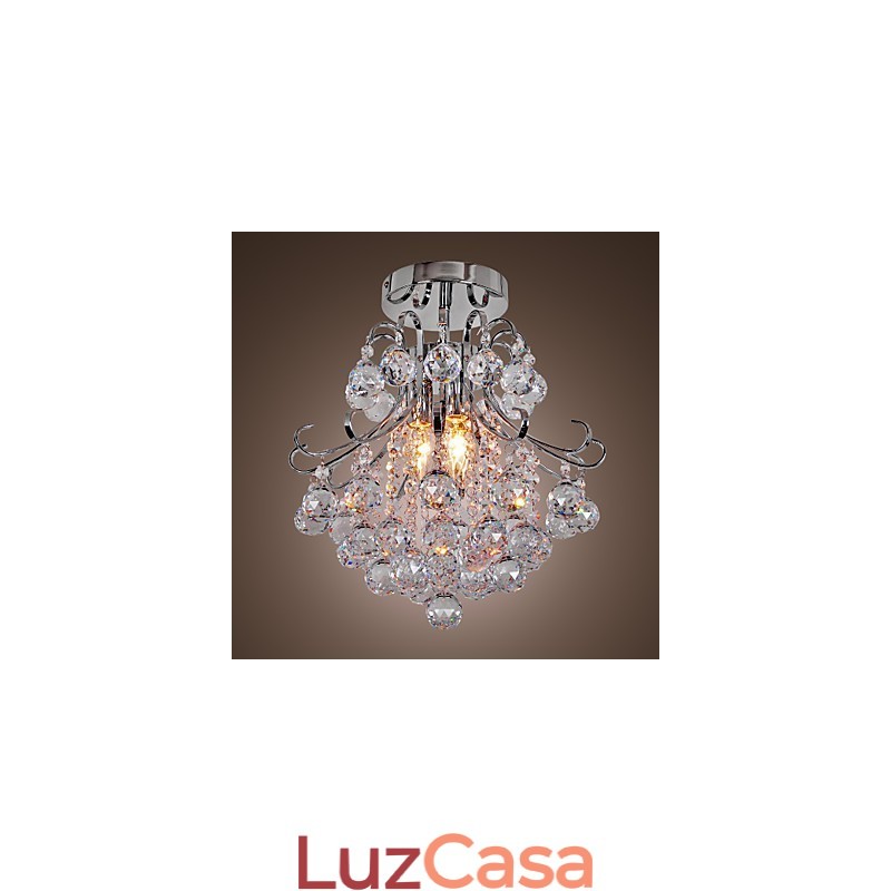 Lustre de cristal moderno contemporâneo estilo mini metal galvanizado montagem embutida