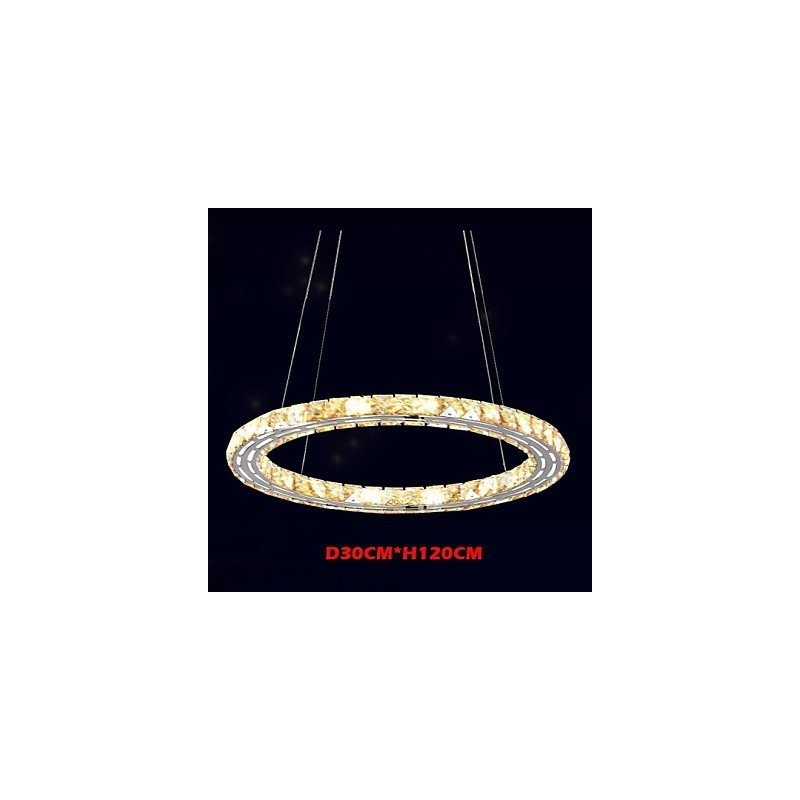 Luminárias pendentes de cristal Luminárias modernas Âmbar K9 Cristal Redondo Anel Único 30CM