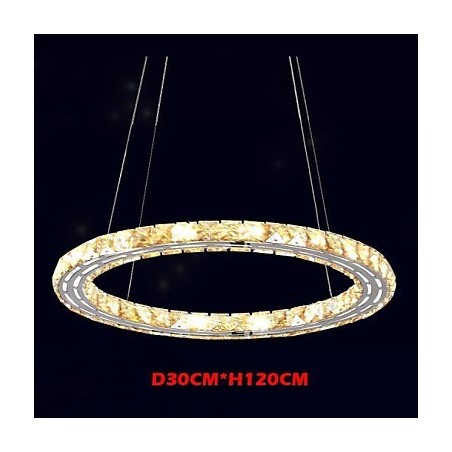 Luminárias pendentes de cristal Luminárias modernas Âmbar K9 Cristal Redondo Anel Único 30CM