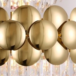 Luminária pendente de cristal galvanizada dourada luxuosa decorativa de teto 60cm