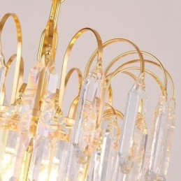 Luminária pendente de cristal galvanizada dourada luxuosa decorativa de teto 60cm