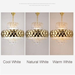 Luminária pendente de cristal galvanizada dourada luxuosa decorativa de teto 60cm