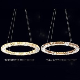 Luminárias pendentes de cristal Luminárias modernas Âmbar K9 Cristal Redondo Anel Único 30CM