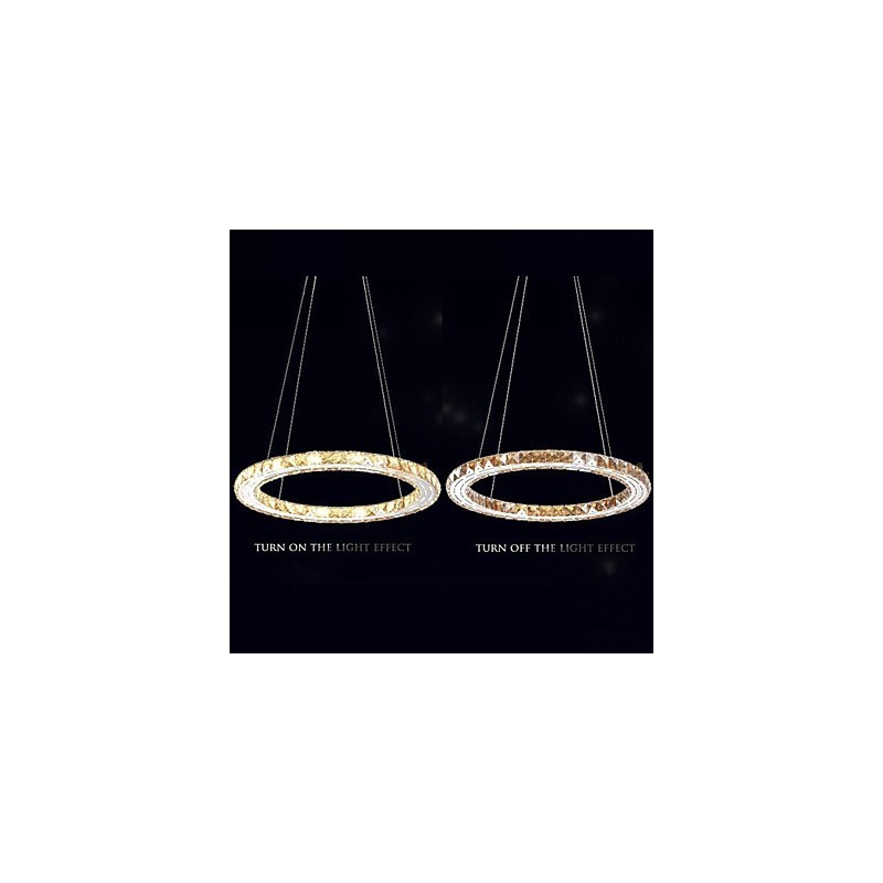 Luminárias pendentes de cristal Luminárias modernas Âmbar K9 Cristal Redondo Anel Único 30CM